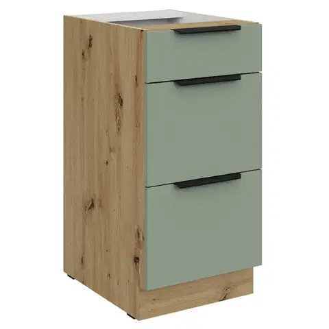 Kuchynské dolné skrinky KONDELA Arsany 40 D 3S BB dolná kuchynská skrinka aquamarine / dub artisan