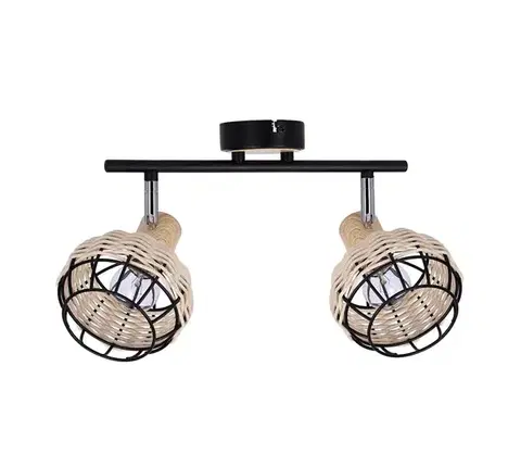 Svietidlá  Bodové svietidlo TAJGA 2xE14/40W/230V ratan/čierna 92-12203