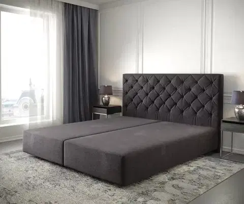 Rámy postelí DELIFE Boxspring posteľ Dream-Great 180x200 cm mikrovlákno čierna