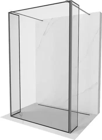 Sprchové dvere MEXEN/S - Kyoto Sprchová zástena WALK-IN voľne stojaca 120 x 30 x 30, čierny vzor, grafit metal 800-120-030-222-95-70-030