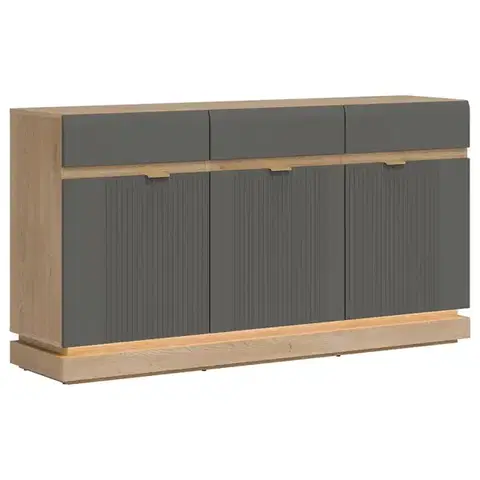 Komody do spálne Komoda Milton ML03 dub crem torro sivý