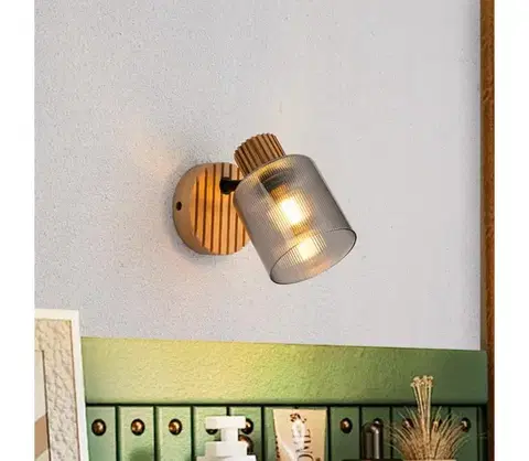 Svietidlá BRILAGI - Nástenné bodové svietidlo HYGGE 1xE14/15W/230V drevené/dymové BRI398