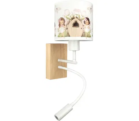 Svietidlá BRILAGI - LED flexibilná lampa BOBO WOOD 1xE27/25W/230V + LED/3W dub/biela/ružová/víly BG1565+BG5586