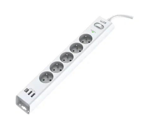 Predlžovacie káble Winner Group - Prepätová ochrana 5 zásuviek + 2xUSB-A + 1xUSB-C biela WINPREPOCH5