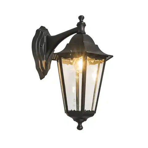 Vonkajšie svietidlá Klasická vonkajšia nástenná lampa čierna IP44 - New Orleans down