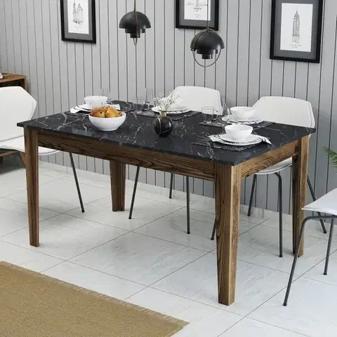 Jedálenské stoly Jedálenský stôl Milan 518 - Walnut, Black