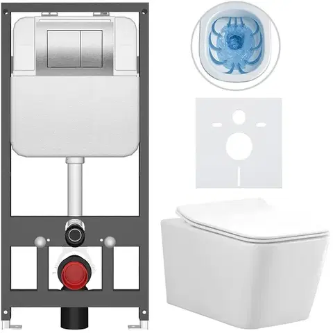 Záchody CERANO - Kompletný WC set Basic/Forte - biela lesklá - WC tlačidlo Maxio/Strieborná - závesné - predstenová inštalácia - 51x36 CER-8050BD86133