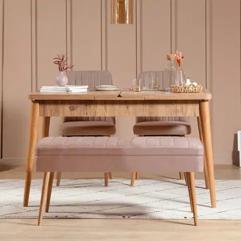 Jedálenské sety Jedálenský set s rozkladacím stolom a stoličkami (4 kusy) Vina 0900 - 3 - Atlantic, Stone