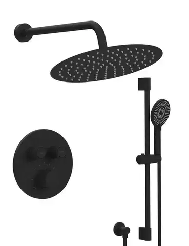 Držadlá k vani SAPHO SAPHO - SMART SELECT sprchový set s termostatickou batériou, 2 výstupy, posuvný držiak sprchy, čierna mat RP032B-02