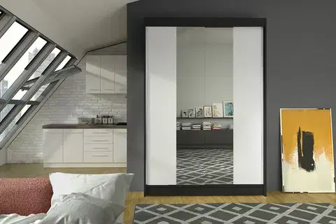 Šatníkové skrine Šatníková skriňa LONY 2 čierna/ biela