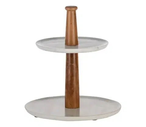 Taburetky Eglo 427261 - Servírovací stojan MAKILALA 28x25,5 cm drevo/mramor 427261