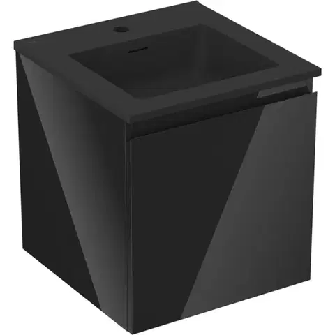 Kúpeľňový nábytok MEXEN/S - Orio kúpeľňová skrinka 45 cm s umývadlom Otis, 1 šuplík, čierna lesk/čierna mat 91A10-04547-1-BF70-W18M71