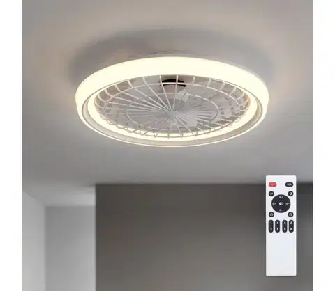 Ventilátory BRILAGI - Stmievateľný stropný látor s LED, 40 W, 230 V, priemer 48 cm, biely + diaľkové ovládanie WF-OSD-165