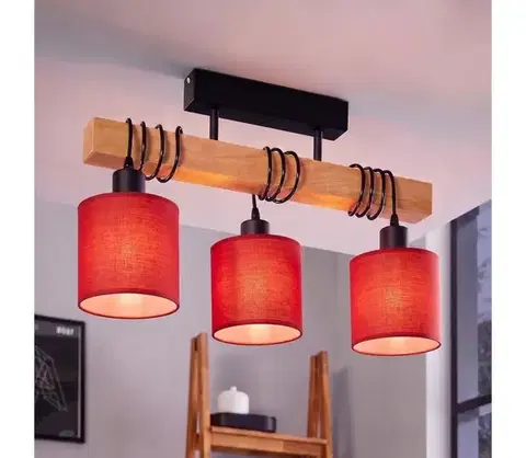 Svietidlá BRILAGI - Prisadený luster NUBILA 3xE27/60W/230V borovica/červená 1xEG44074+3xBG1578