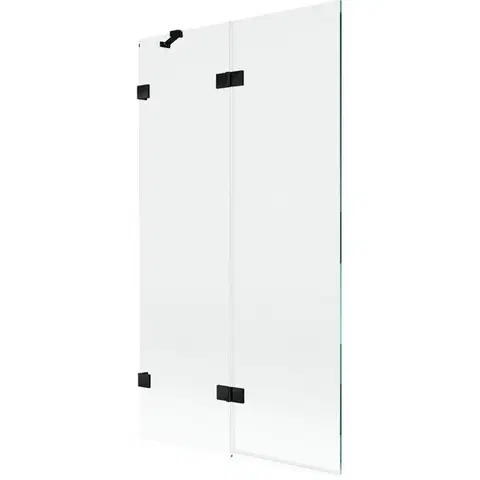 Sprchové dvere MEXEN/S - Lunar vaňová zástena 2-krídlová ľavá 100 x 150, transparent, čierna 897-100-100-70-00-L