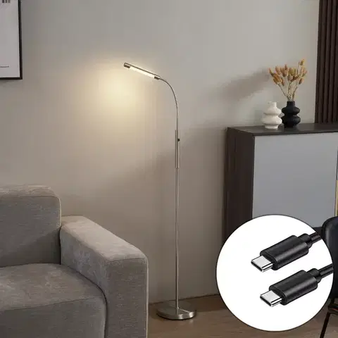 Lampy Moderná oceľová stojaca lampa vrátane LED 3-stupňové stmievanie nabíjateľná - Statler
