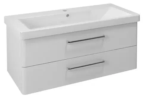 Kúpeľňový nábytok SAPHO - THEIA umývadlová skrinka 101,4x43,5x44,2cm, 2xzásuvka, biela TH105-3030