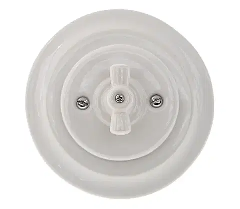 Predlžovacie káble Reblig - Retro porcelánový otočný vypínač s rámčekom č. 1 biely RG110A1-W