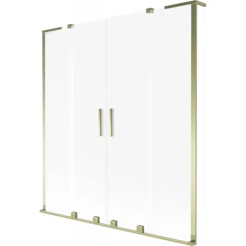 Sprchové dvere MEXEN/S - Velar L Duo dvojkrídlová posuvná vaňová zástena 140 x 150, dekor, zlatá kartáčovaná 896-140-003-32-55