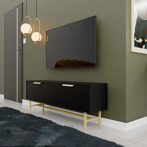 TV stolíky SLOTS TV stolík na nožičkách, čierna/zlatá