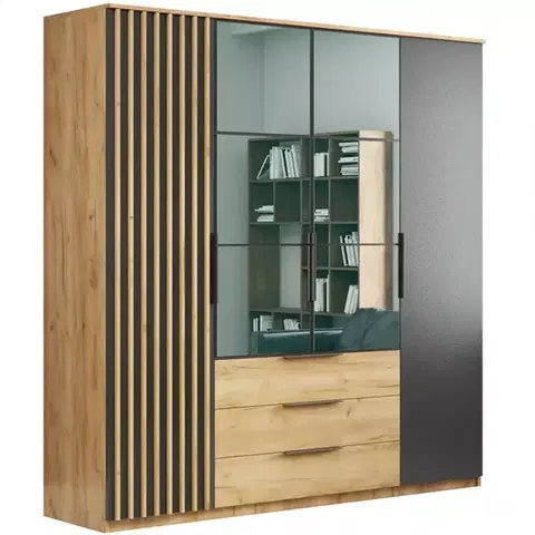 Šatníkové skrine Skriňa Sorento s lamelami 200x215x61