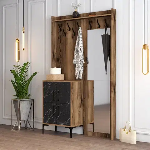 Predsieňové steny Predsieňová stena Berlin BC - Walnut, Black Marble
