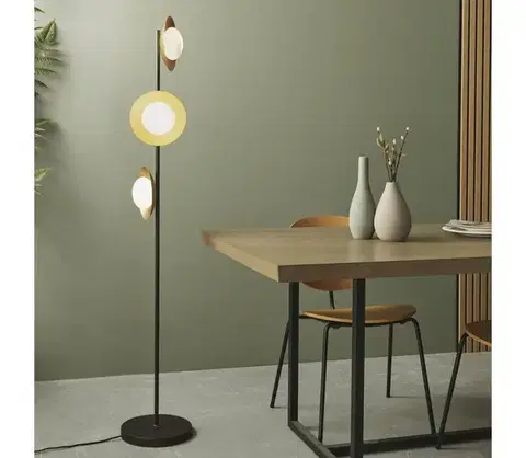 Lampy Endon 92039 - Stojacia lampa RUFFLE 3xG9/3W/230V čierna/zlatá 92039