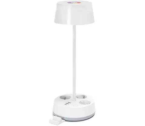 Lampy  B.V. -LED RGBW Stmievateľná stolová lampa s zásuvkami a USB LED/4,6W/230V biela B1031143J