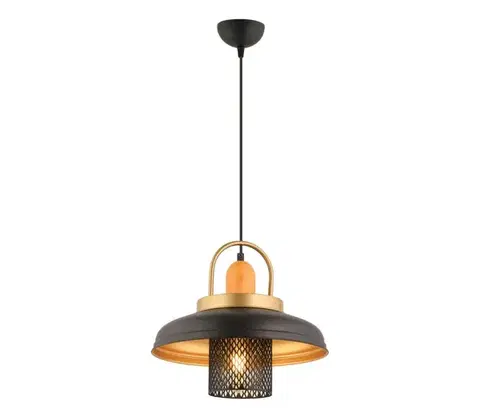 Svietidlá  Závesný luster na lanku MONZA 1xE27/40W/230V pr. 32 cm čierna/zlatá 518LMS1130