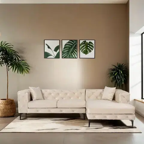 Sedacie súpravy Rohová sedacia súprava / Rohová pohovka Como Eco Right - Beige, Black