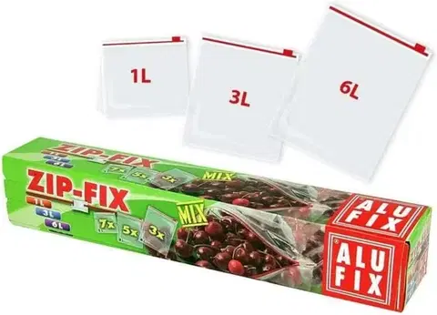 Dózy na potraviny Kinekus Vrecká ZIP-FIX sada 1l (7ks), 3l (5ks), 6l (3ks)