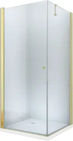 Vane MEXEN/S - Pretoria štvorcový sprchovací kút 90x90, transparent, zlatý + vanička 852-090-090-50-00-4010