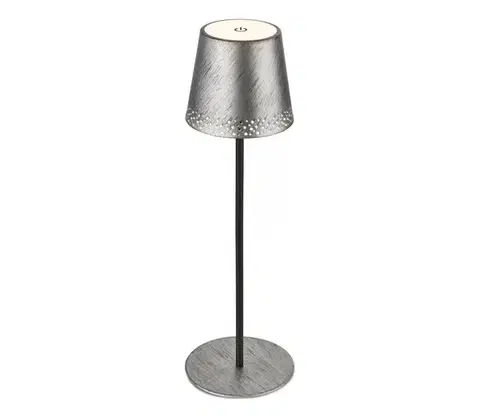Lampy Brilo - KIKI nabíjateľná dotyková stolná LED lampa LED/2,6W/5V IP44 2600 mAh strieborná 7438-214