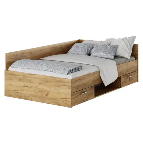 Postele KONDELA Boat 120 posteľový rám s úložným priestorom dub artisan