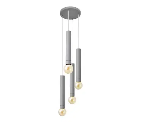 Svietidlá  Luster na lanku TUBA 4xE27/15W/230V šedá W-KD 1117/4 GR