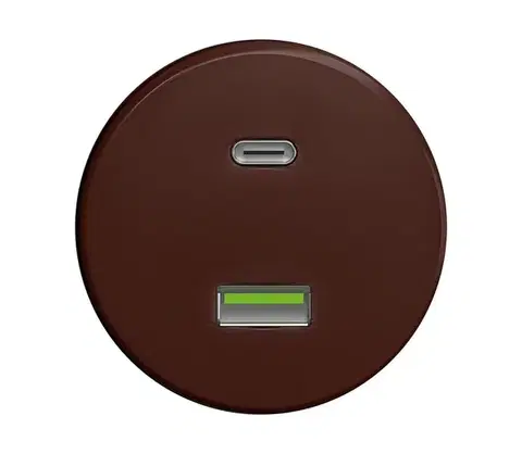 Predlžovacie káble Reblig - Retro USB zásuvka A+C bez rámčeka hnedá H/USB