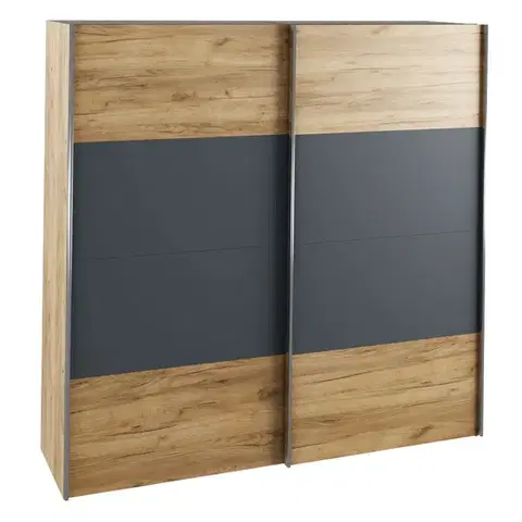 Šatníkové skrine KONDELA Gabriela New šatníková skriňa s posuvnými dverami dub artisan / grafit
