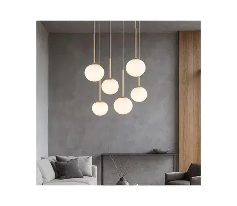 Svietidlá Ondaluce - Luster na lanku JEWEL 6xE14/10W/230V priemer 55 cm zlatá/biela SO.JEWEL/R-6ORO