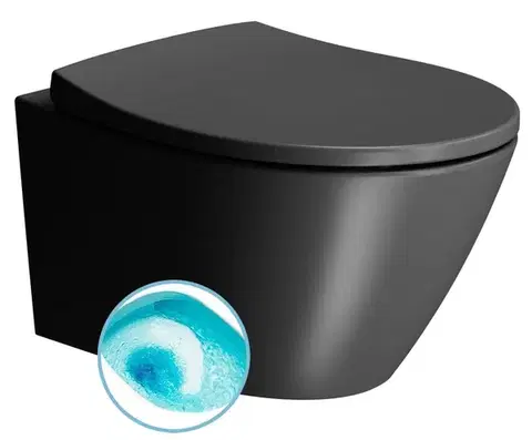 Záchody GSI - MODO závesná WC misa, Swirlflush, 37x52cm, čierna dual-mat 981626