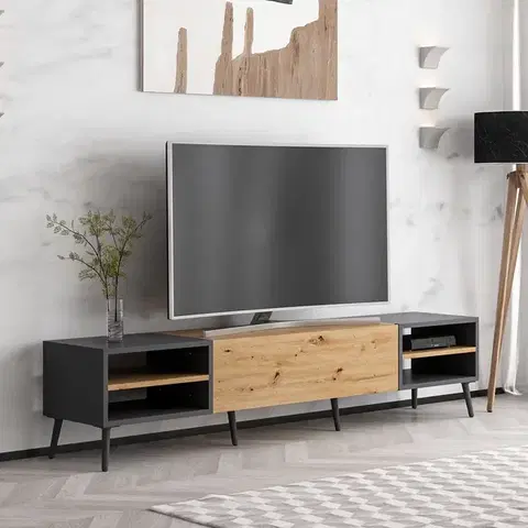 TV stolíky STREAM TV stolík na nožičkách, dub Artisan / antracit