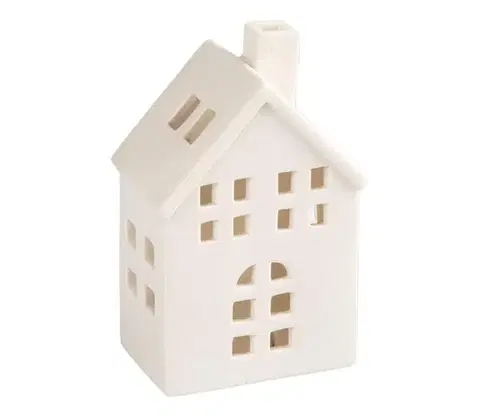 Svietidlá  - Porcelánový domček na sviečku 14,5 cm biela 50004965