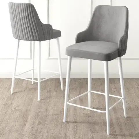 Barové stoličky Bar Stool Set (6 Pieces) Enox - Grey, White