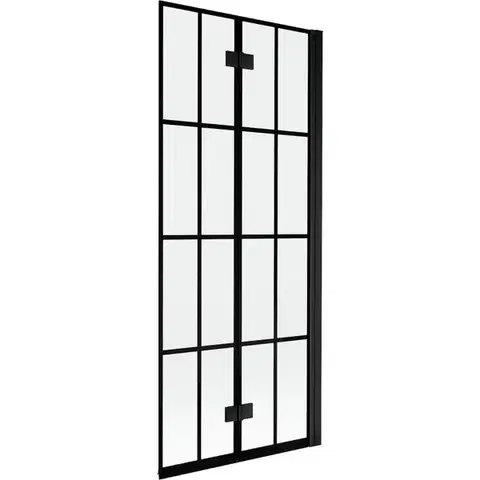Sprchové dvere MEXEN - MIST vaňová zástena 80x150 cm 6mm 2-s, čierna, dekor, pravá 8A9-080-002-70-77-P