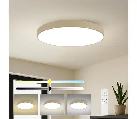 Svietidlá BRILAGI-LED Stmievateľné svietidlo POOL SMART LED/128W/230V 100 cm béžové Wi-Fi Tuya+diaľkový ovládač BRI568