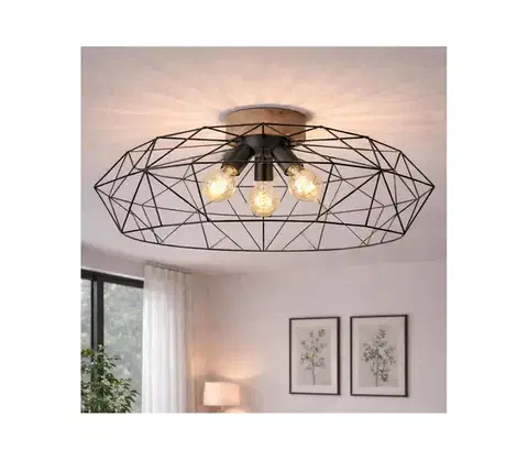 Svietidlá BRILAGI - Stropné svietidlo WOODY BASKET 3xE27/60W/230V, priemer 80 cm, dub 8590828104971