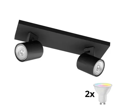 Svietidlá Philips - LED RGBW stmievateľné bodové svietidlo RUNNER 2xGU10/6,5W/230V čierne P5372+2xAI0589