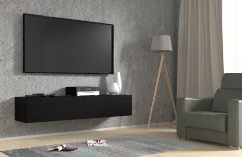 TV stolíky ArtBm Závesný TV stolík BINGO 160 cm | čierny mat