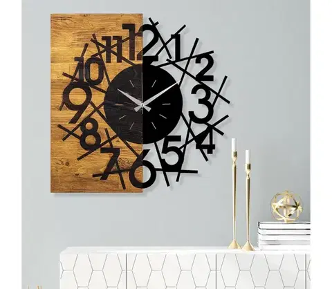 Predlžovacie káble  Nástenné hodiny 59x58 cm 1xAA drevo/kov 539TNL1126