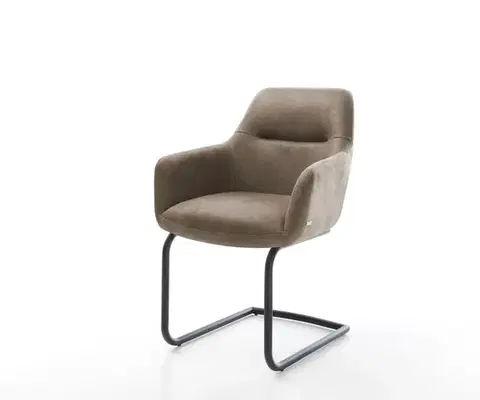 Jedálenské stoličky DELIFE Jedálenská stolička Pejo-Flex mikrovlákno taupe vintage jedálenská stolička okrúhla čierna vrecková pružina