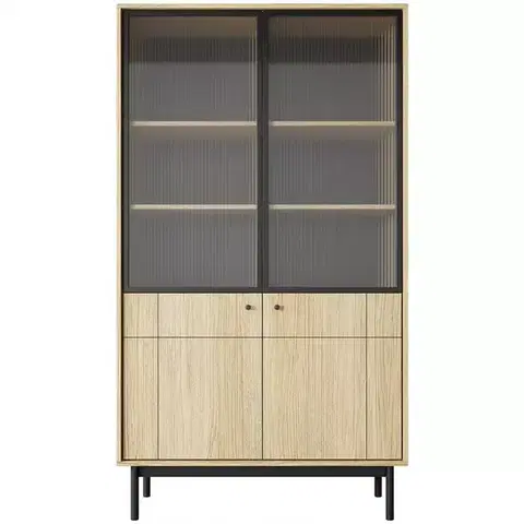 Vitríny a regály do obývačky Vitrína Japandi WT104 dub linea